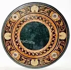 Black Marble Office Table Top Antique Design Inlay Work Coffee Table for Home