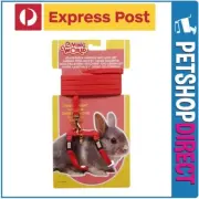 Living World Dwarf Rabbits Harness & Lead Set Red EXPRESS POST