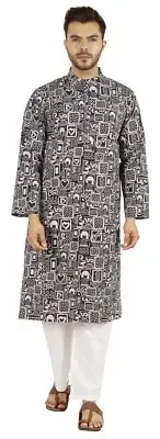 Atasi Designer Kurta For Mens Printed Chinese Collar Summer Ethnic-wtf