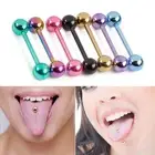 7X Set Mixed Colour Tongue Barbell Surgical Steel Bar Stud Nipple Ring Piercing