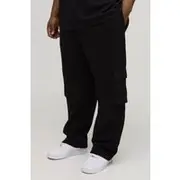 Mens Black Plus Oversized Drop Crotch Cargo Joggers