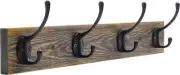 Wall Mounted Coat Rack, Entryway Hanging , Metal Wood Rack With 4 Black