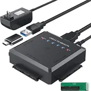 SATA IDE to USB 3.0 Hard Drive Adapter with Offline Clone, External Hard Drive Data Ultra Recovery Converter Kit for 2.5 and 3.5 Inch HDDs and SSDs