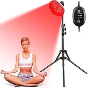 Red Light Lamp, Infrared Lamp 660 nm, 120 LEDs Red Light Lamp with 10/20/30 Minute Timer, Red Lights for Face, Body, Muscle, Back, Tripod Adjustable Height, Ideal for Home, Lamp Generates No Heat