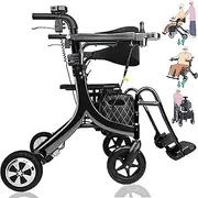 Rollator, Multifunctional Electric Scooter Walking Aid for Seniors - Foldable Electric Wheelchair with Controller, for Any Terrain