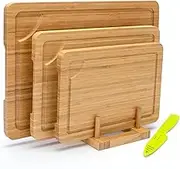 WILLKOMMEN Bamboo Cutting Board Set of 3, Cutting Boards for Kitchen with Juice Groove, Bamboo Chopping Board Set, Serving Board Set for Meat, Fruit Vegetable and Cheese