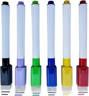 jojofuny 6Pcs Magnetic Dry Erase Markers Assorted Vivid Colors Low Odor Wipe Board Pens with Built Eraser for Whiteboards and Magnetic Surfaces