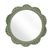 [Florabelle Living] Belle Rattan Scallop Round Mirror Green