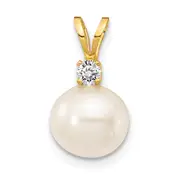 14k 7mm FW Cultured Pearl A Diamond Pendant