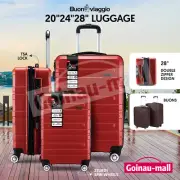 Lightweight Luggage Suitcase Trolley Set 3PCS Travel Lock Storage Organiser Red