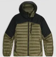 OUTDOOR RESEARCH Men's Helium Down Hoodie - Ranger Green Black - XL