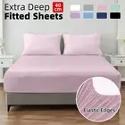 100% Pure Cotton Deep Fitted Sheet Cover Single/Double/Queen/King/KS Size Bed
