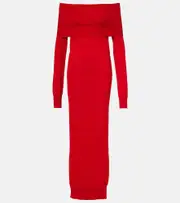[Stella McCartney] Stella McCartney Off-shoulder virgin wool maxi dress AU 16 red