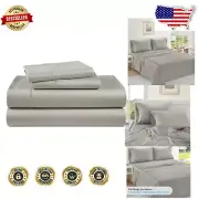 Luxurious 1000 Thread Count Egyptian Cotton King Bed Sheets - Silver 4-Piece Set