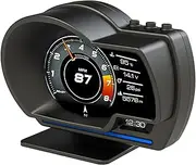 Car HUD Display, OBDⅡ+GPS Smart Gauge High Definition Speedometer Car Diagnostic Tool OBD Fault Code Elimination Driving Computer Overspeed Fault Alarm for All Vehicles