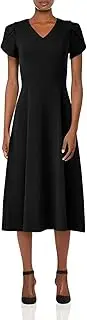 [Calvin Klein] Womens CD9C1B75 Tulip Sleeve A-line Midi Dress Short Sleeve Dress - Pink - 16