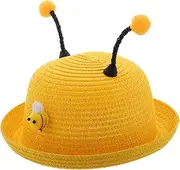 [Ipetboom] Girl Sun Hat with Adorable Bee Pattern Lightweight Breathable Summer Sun Protection Hat for Secure Elastic Strap Easy to Clean Beach Cap Yellow