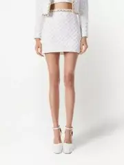 NWT Alice + Olivia Riely Quilted Vegan Leather Studded Chain Accent Skirt 6