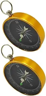 1 Pair Compass Keychain Compass for Hiking Mountaineering Keychain Compasses Keychain Portable Compass Small Compass Outdoor Keychain Compass Mini Compass Aluminum Alloy Golden
