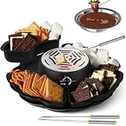 S'Mores Maker & Chocolate Fondue Set - 280W Tabletop Indoor S'Mores Kit with Temp Control and 10 Accessories - Electric Marshmallow Roaster for Parties, Movie Nights and Gifts