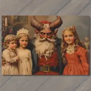 FLATCARD Krampus Christmas Strange Kids Weird Unusual Fun Santa Vintage Vibe
