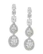 Nadri Radiant Cubic Zirconia Halo Linear Drop Earrings in Rhodium Plated