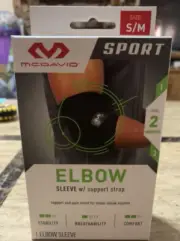 BRAND NEW McDavid Sport Elbow Compression Knit Sleeve w/ Support Strap S/M BLACK