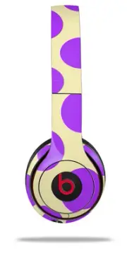 Skin Wrap for Beats Solo Wireless 2 3 4 Kearas Polka Dots Purple Cream SKIN ONLY