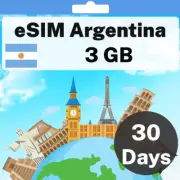 eSIM Argentina - 3 GB - 30 Days - Travel eSIM | QR code activation