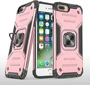 UEEBAI Case for iPhone 7/8 Plus/iPhone 6/6S Plus, Military Grade Armor Ring Holder Case Ultra Slim Shockproof TPU Bumper Hard PC Cover Rotatable Ring Kickstand Cover - Rose Gold