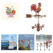 Bantam Red Rooster Weathervane - Pure Copper Hand Finished Multi-Color Patina...
