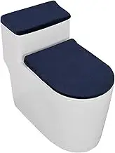 Toilet Lid Cover Stretch Velvet Toilet Tank Lid Cover Elastic Toilet Lid Seat Cover Set Wear Resistant Toilet Covers Set Machine Wash Bathroom Accessory for Bathroom Home (Navy Blue)