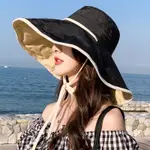 韓版女用網紅遮陽帽附防風繩 黑色 CT1003BK