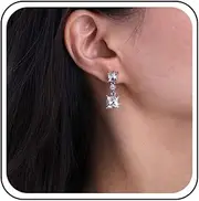 [Xduargs] Boho Crystal Drop Earrings Black Crystal Gem Dangle Earrings Vintage Crystal Square Earrings Geometric Square Earrings Jewelry for Women（Black）
