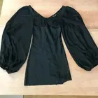 Jagger and Stone The Liv Mini Dress Women 2 Black Balloon Sleeve Boat Neck Goth