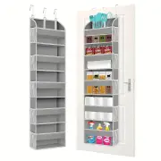 NNETM 5-Shelf Over-the-Door Organizer with 10 Large Pockets - Light Gray