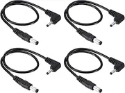 uxcell 1Ft DC 5.5mm x 2.1mm to 3.5mm x 1.35mm Power Extension Cable, 4 Pcs Wire Adapter 90 Degree Right Angle Cord for Router Surveillance Camera, Black