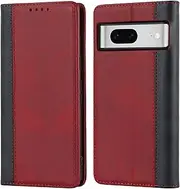 [Cavor] for Google Pixel 7 Case, Pixel7 5G Phone Cases Premium Leather Folio Flip Wallet Case Cover Magnetic Closure Book Design with Kickstand Feature & Card Slots(6.3")-Red