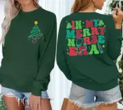 NEW Vilove Women's Christmas In My Merry Nurse Era Pullover Sweatshirt Medium