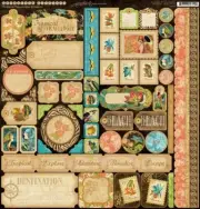 Graphic 45 Tropical Travelogue Sticker Sheet Rare 1st edition *Retired*