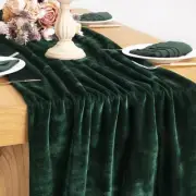 Emerald Green Velvet Table Runner 20 x 120 Inches 10ft Luxurious Thick Cotton