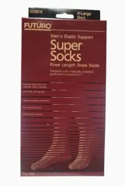 Futuro Mens Elastic Support Knee-Length Super Socks XL Black Firm Compression