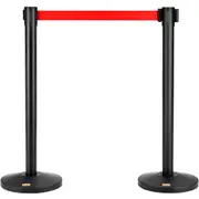 Crowd Control Stanchions, 2-Pack Crowd Control Barriers, Carbon Steel Baking Painted Stanchion Queue Post with 11FT Red Retractable Belt, Belt Barriers Line Divider for Exhibition,