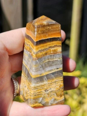 Pakistan Bumblebee Jasper crystal Tower Point 126g 7.2cm yellow Grey Upliftment