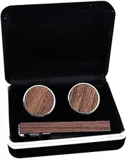 [FRCOLOR] 1Set Sturdy Walnut Tie Clip Cuff Links Durable Men Shirt Accessories Fashionable and Versatile Clothing Decor Fathers and Easy to Use