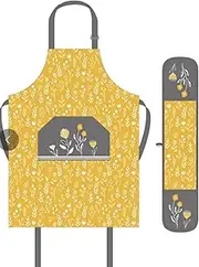 SiXsigma Sports Unisex Chefs Apron & Double Oven Gloves Set Butchers Kitchen Cooks Restaurant Bistro BBQ School College POCKETS 100% Cotton Adult Men’s & Womens Novelty
