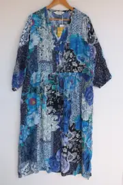 Virtuelle Taking Shape Dress 20 Womens Blue Midi Tassel Drawstring TS Boho