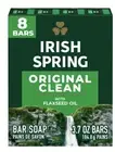 Irish Spring Bar Soap, Original Clean, 12 Hour Fresh, 8 Pack Bars - 3.7 Oz Each