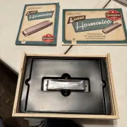 Learn Harmonica Booklet & Blues Harmonica Set in Wooden Box Hinkler
