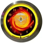9 Ball Fire Neon Clock Billiards Pool Gameroom Basement Mancave Wall Art Decor